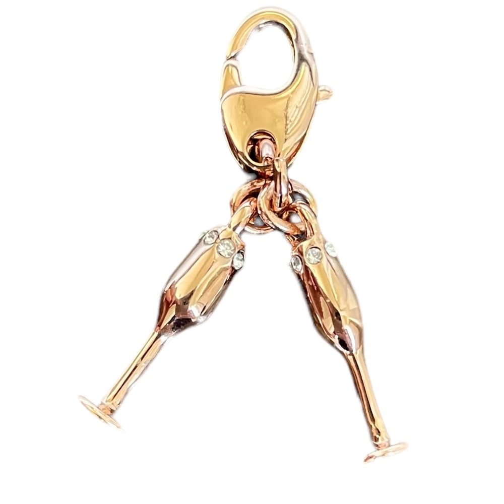 Kate Spade Rose Gold Champagne Flutes Charm